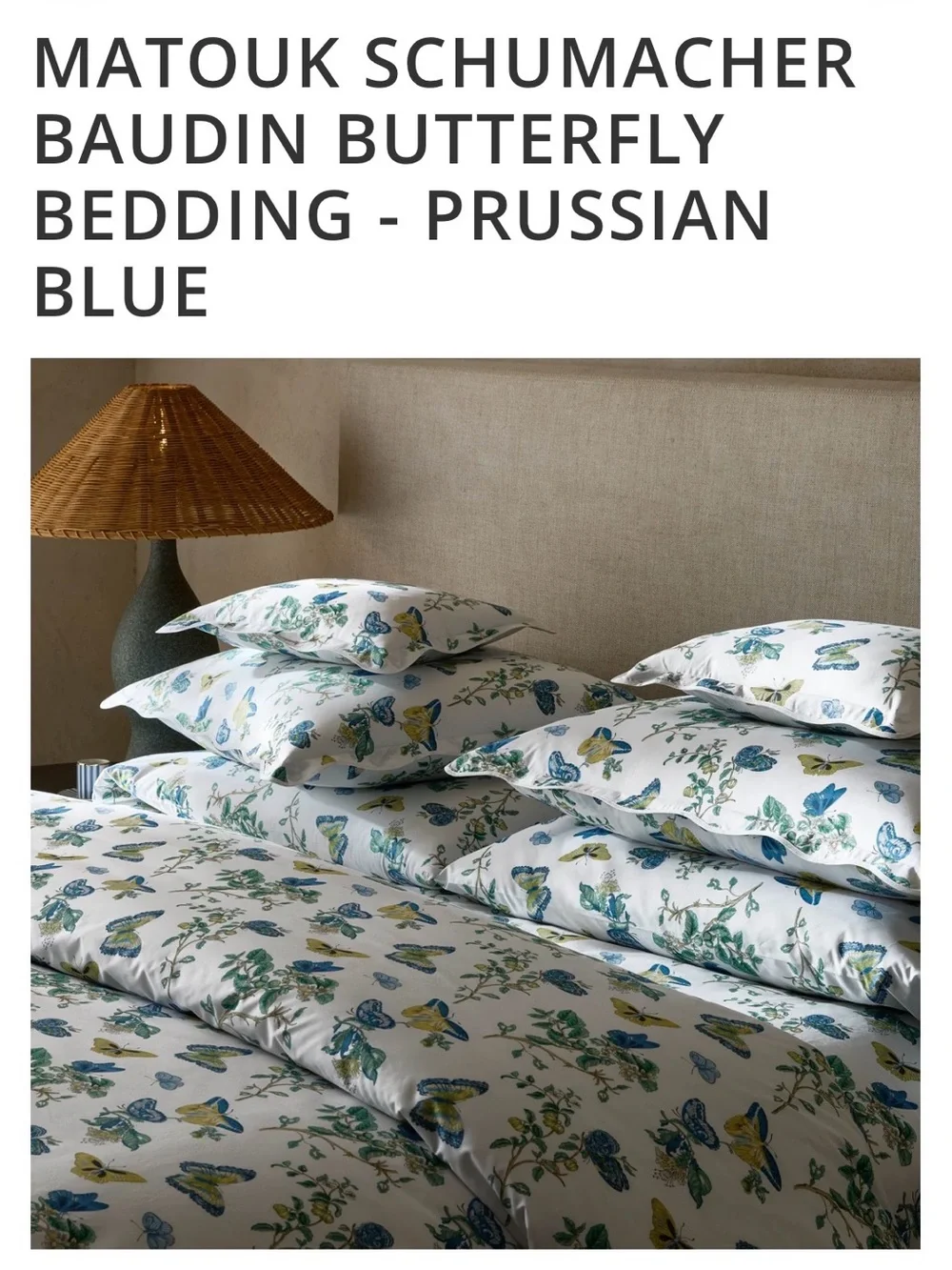 NEW Full Queen MATOUK SCHUMACHER BAUDIN BUTTERFLY DUVET -PRUSSIAN BLUE $725MSRP